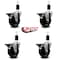 Service Caster 4'' Phenolic Swivel 1-3/8'' Expanding Stem Caster Set with Brake, 4PK SCC-EX20S414-PHR-PLB-138-4 - alternate 2